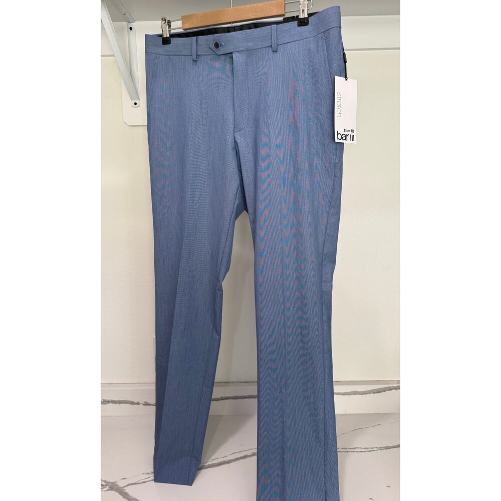 NWT Bar III Stretch Slim Fit‎ Dress Pants Slacks Blue Size 34x34 Work Profession